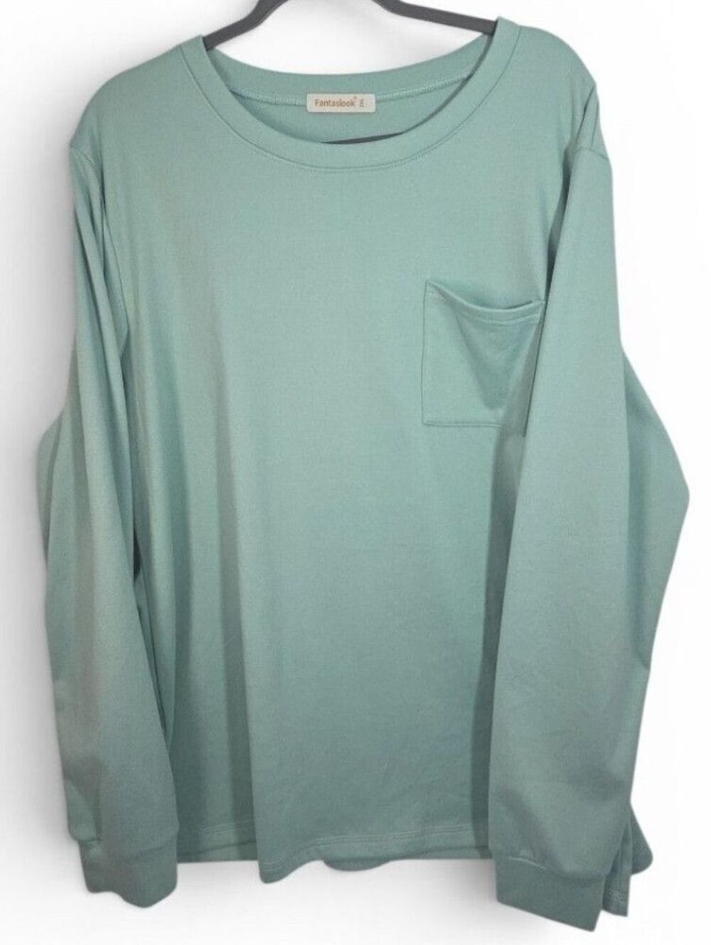 Fantaslook Men's Light Blue Long Sleeve Pocket T-Shirt, Size 2XL